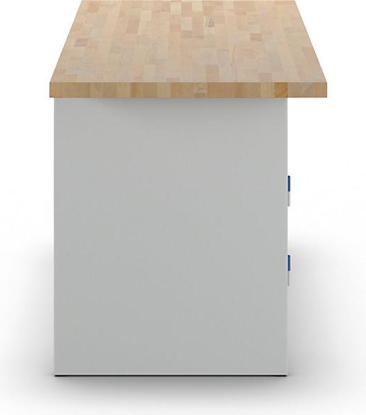 Produktbild MBA-System Werkbank, 2 Schubladen, 2 Türen, Breite 1500 mm, lichtgrau / enzianblau (150 cm, 75 cm)