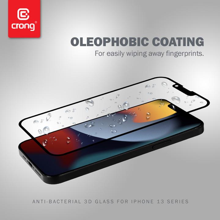 Actual product image Crong Anti-Bacterical 3D Armor Glass - 9H Tempered Glass for Full Screen iPhone 13 Pro Max + Mountin (Apple iPhone 13 Pro Max)