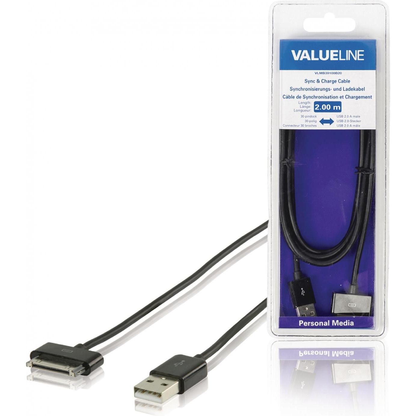Thumbnail - Valueline VLMB39100B20 schwarz (2 m, USB 2.0), USB Kabel