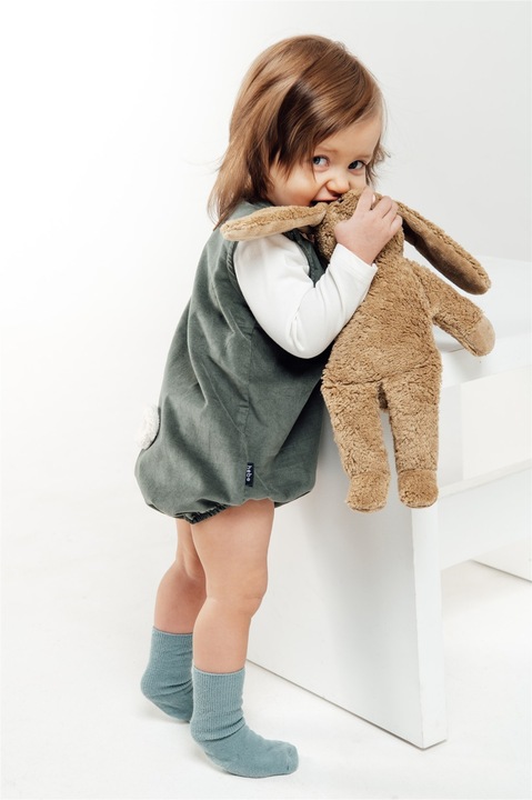 Image du produit Hebe Barboteuse en velours côtelé avec broderie de lapin et rabat (74)