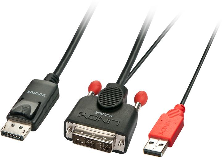 Produktbild Lindy DVI| USB A — DisplayPort (3 m, DisplayPort, DVI)