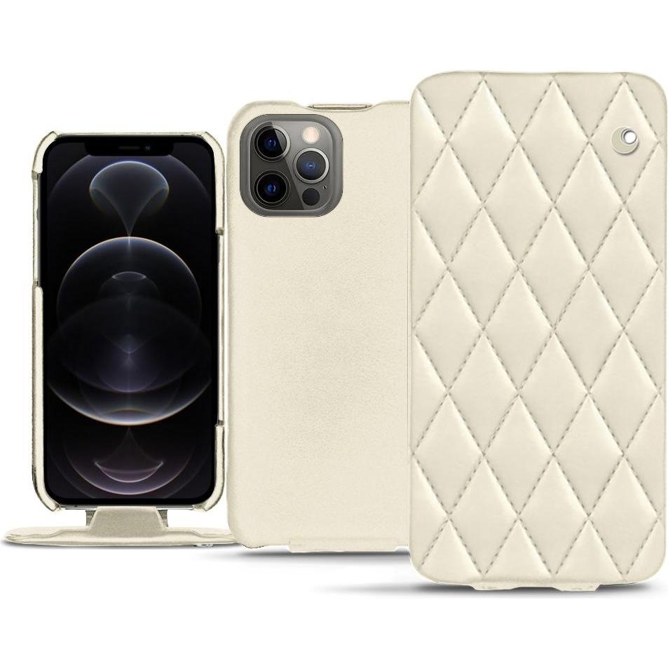 Noreve Lederschutzhülle vertikal (Apple iPhone 12 Pro), Smartphone Hülle, Weiss