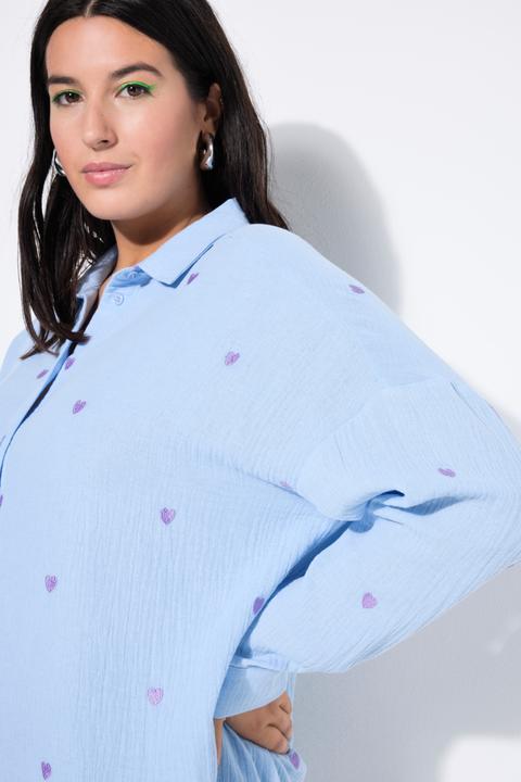 Actual product image Studio Untold Oversized Embroidered Long Sleeve Button Front Shirt (60)