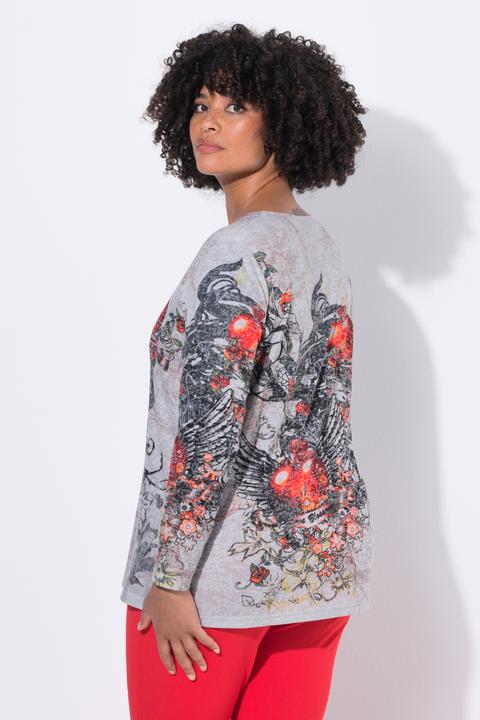 Actual product image Angel of Style T-Shirt, A-Linie, Flügel-Herz-Motiv, Langarm (52)