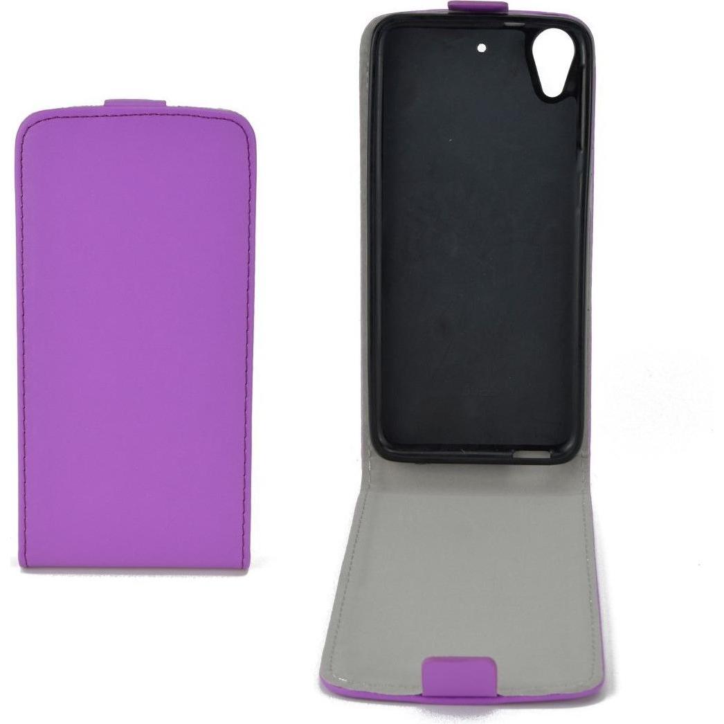 König Design Flip Schutz Handy Hülle HTC Desire 626 Lila Leder Imitat Slim Flex Schale Neu (HTC Desire 626), Smartphone ...