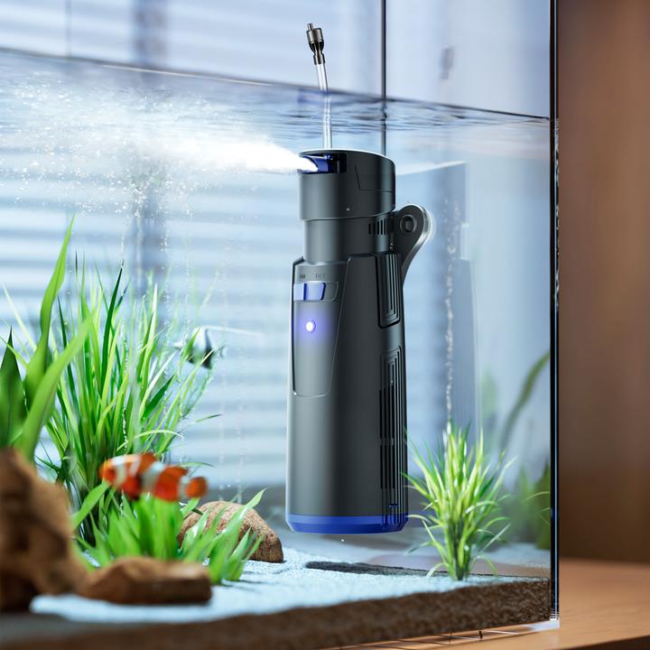 Image du produit SunSun CUP-809 4 en 1 Pompe d’Aquarium 700 l/h 10W avec 9W UVC-Stérilisateur et Matériau filtre (750 l, Filtres internes, Eau douce)