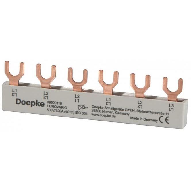 Doepke, Verteilerschrank Zubehör, Sammelschiene 3ph. EV-SG3.6.120 Gabelschuh 120A,6 TE EV-SG3.6.120