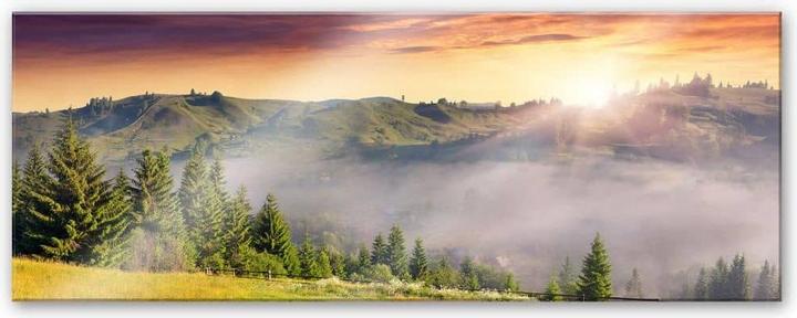 Image du produit Trenddeko Vallée de montagne dans le brouillard - Panorama (120 x 50 cm)