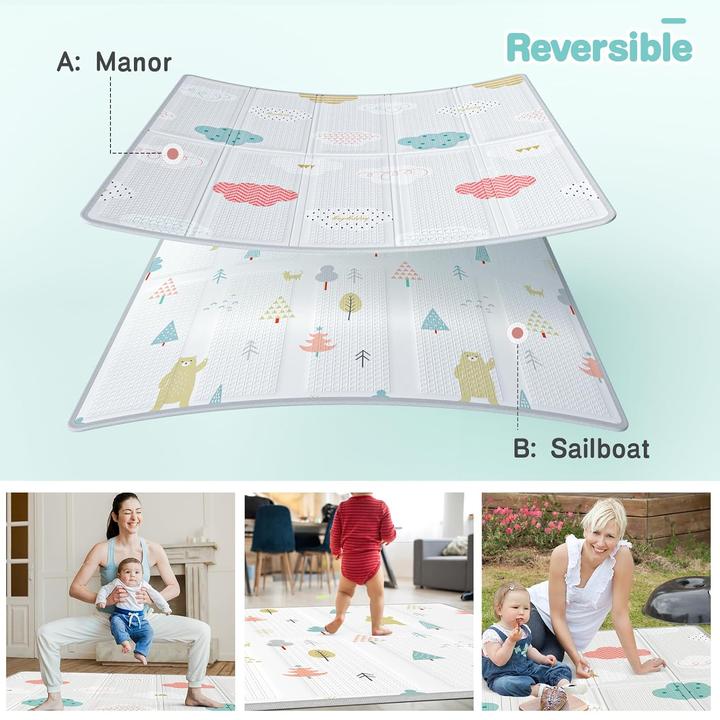 Actual product image Uanlauo Laufstall mit Spielmatte und Reissverschlusstür (150 cm, 150 cm)