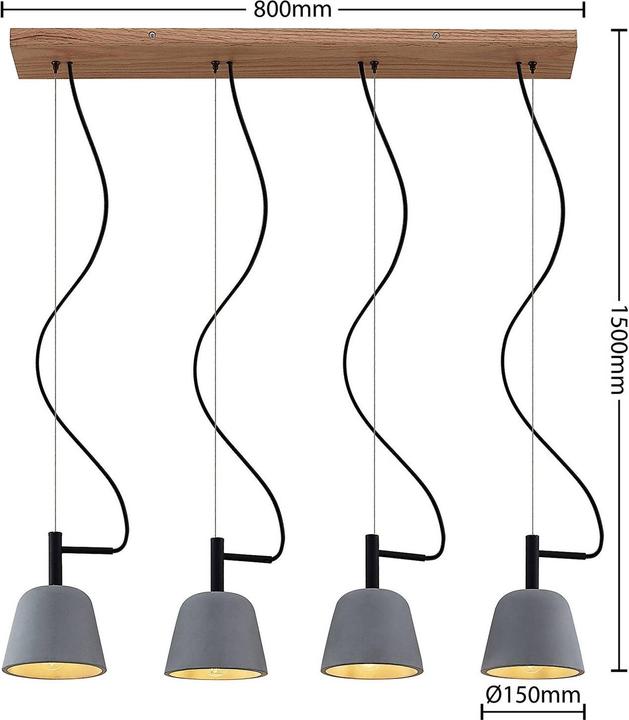 Actual product image Lucande Otavis 4 Concrete pendant light (E14)