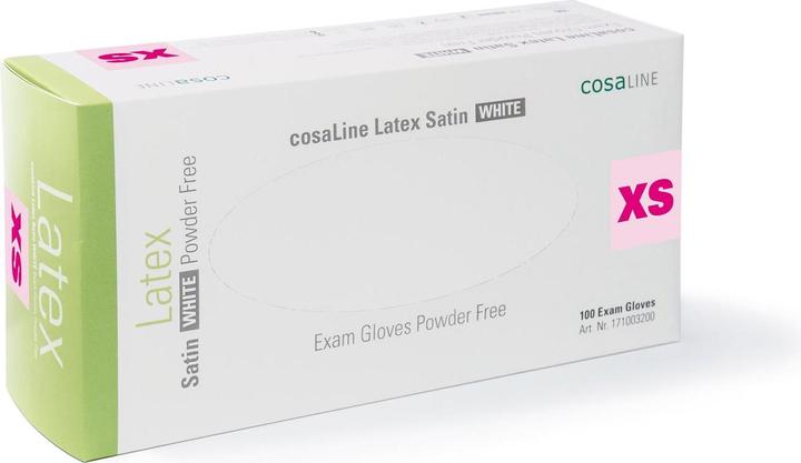 Image du produit CosaLine Gants d'examen Latex Satin blanc non-poudrés (XS)