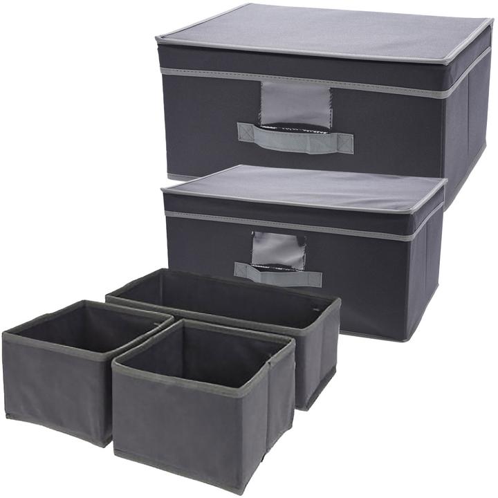 Actual product image Storage Solutions Aufbewahrungs-Set, 3tlg mit 2x Aufbewahrungsboxen & 1x Schubladen Organizer, schwarz