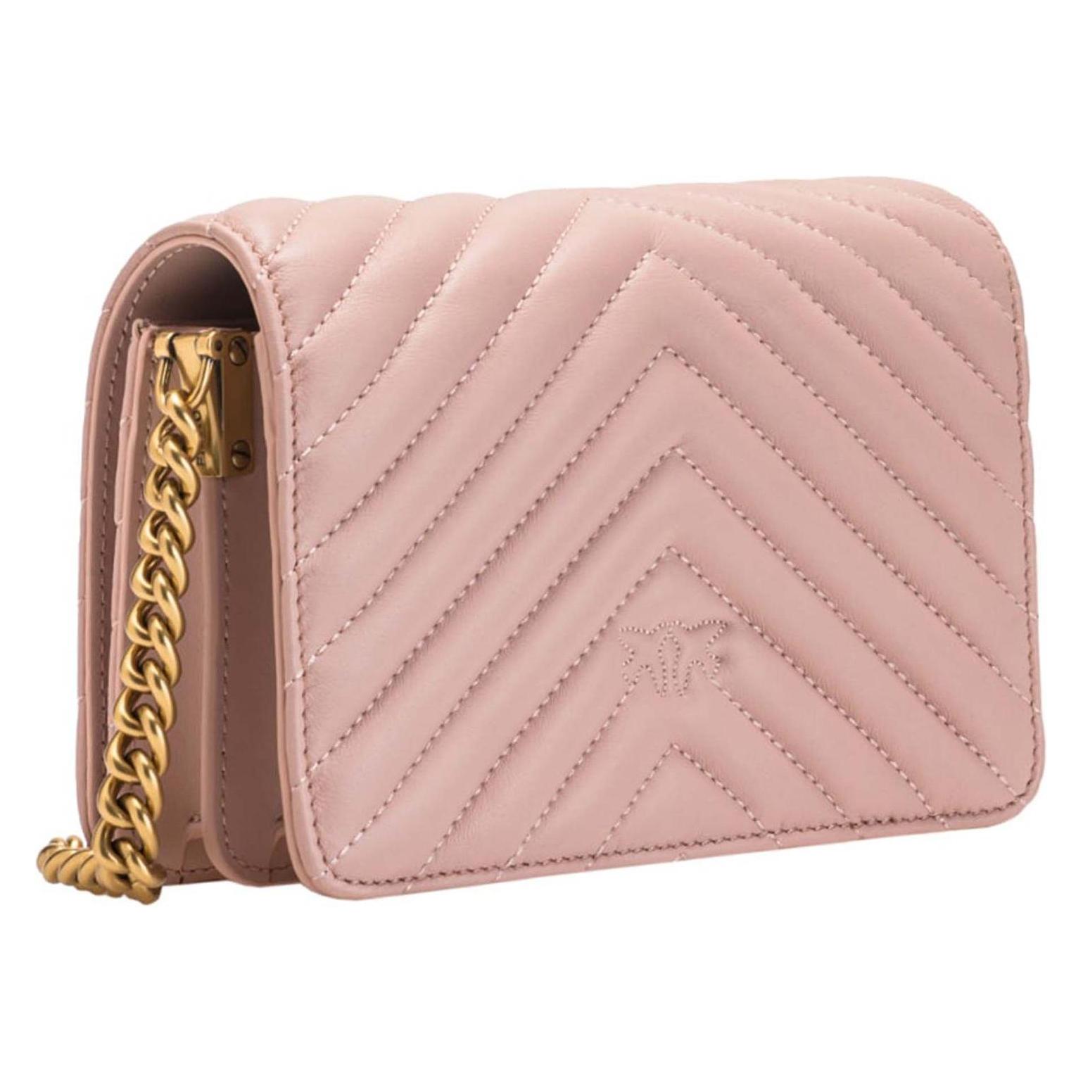 Pinko, Damen, Handtasche, Love Click Mini Sheep Nappa Chevron, Rosa