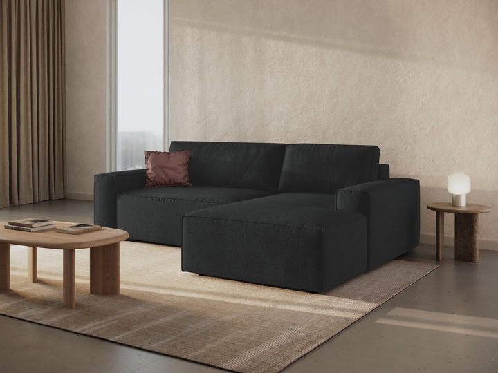 Actual product image Micadoni Bouclé Right Corner Sofa With Bed Function And Box, "Jodie", 3 Seats, 246x151x86 Made in Europe (Corner sofa)