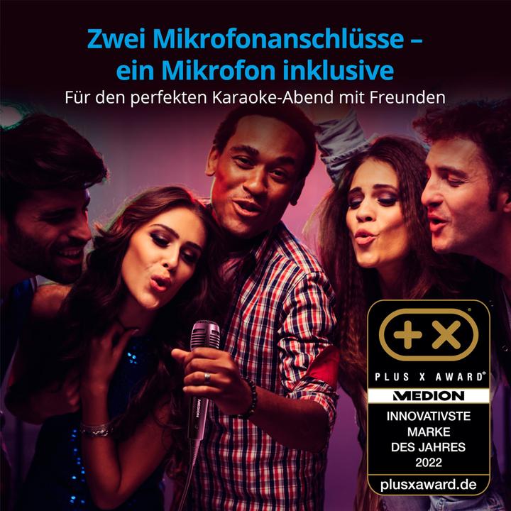 Productafbeelding Medion P61080 party geluidsinstallatie partyspeakers incl. microfoon, karaoke, oplaadbare batterij (4 h, Elektrische stroom)