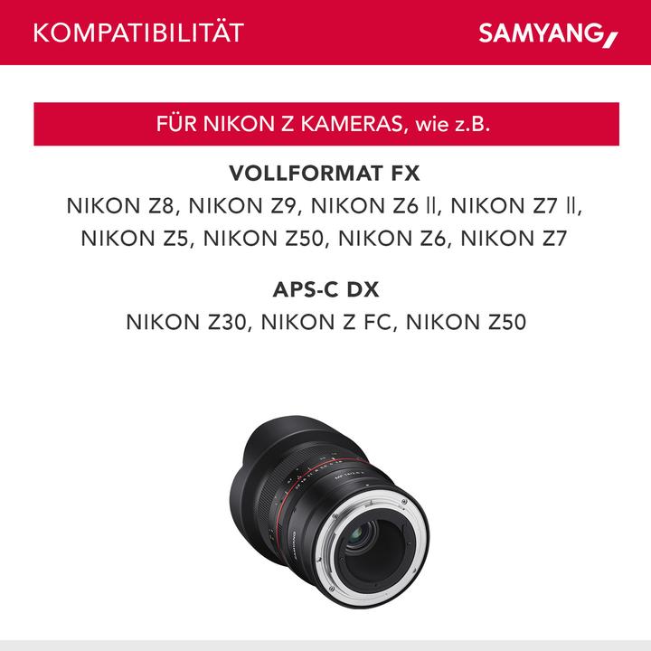 Immagine prodotto Samyang 14mm F2.8 (Nikon Z, APS-C / DX, Full frame)