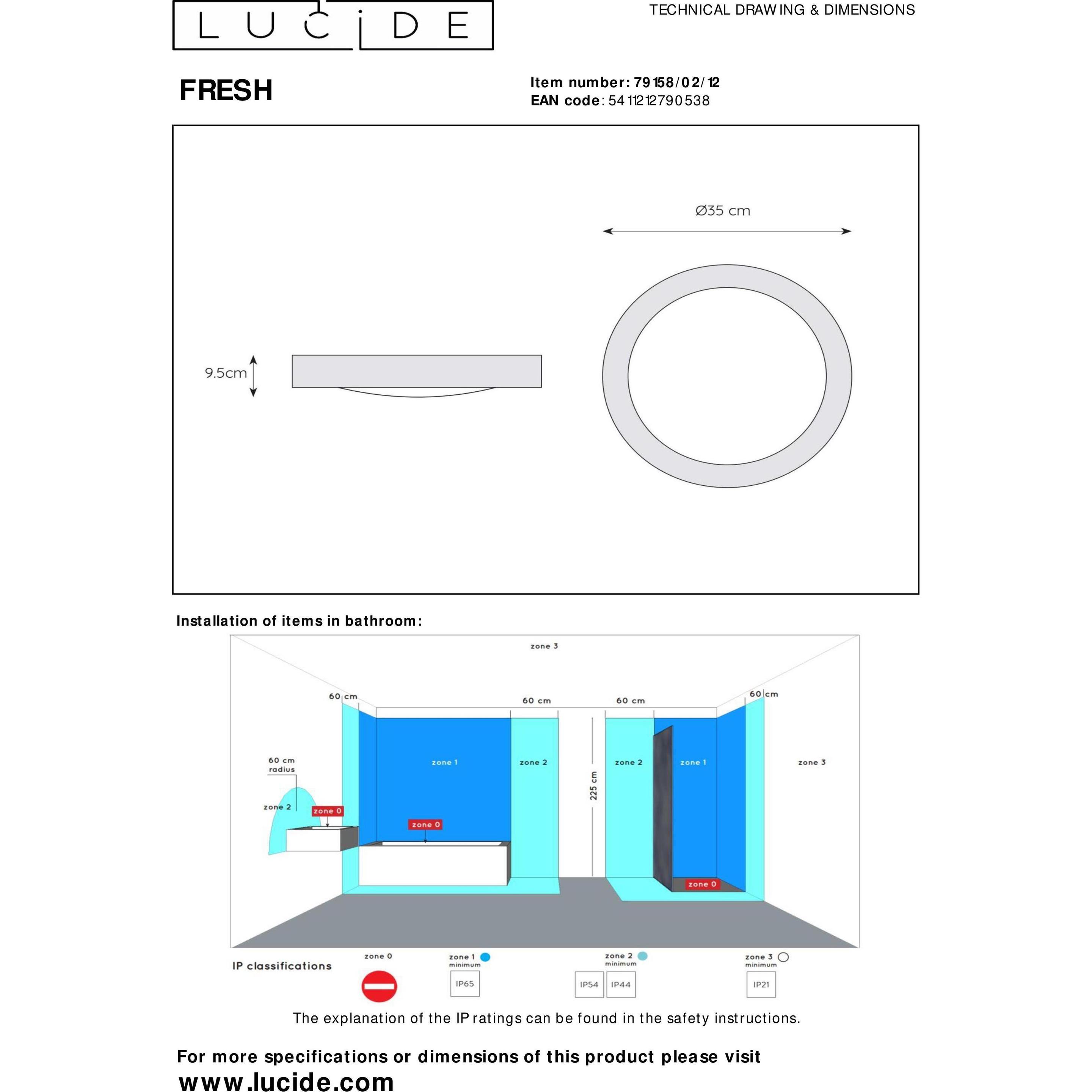 Thumbnail - Lucide, Wandleuchte + Deckenleuchte, Fresh (E27)