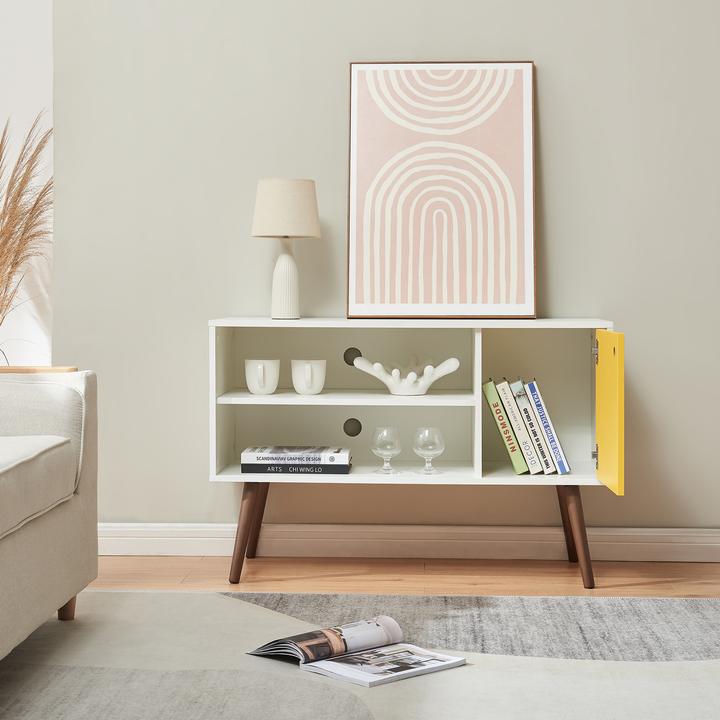 Produktbild En.Casa Fernsehschrank Vare 100x40x66 cm Weiss/Gelb