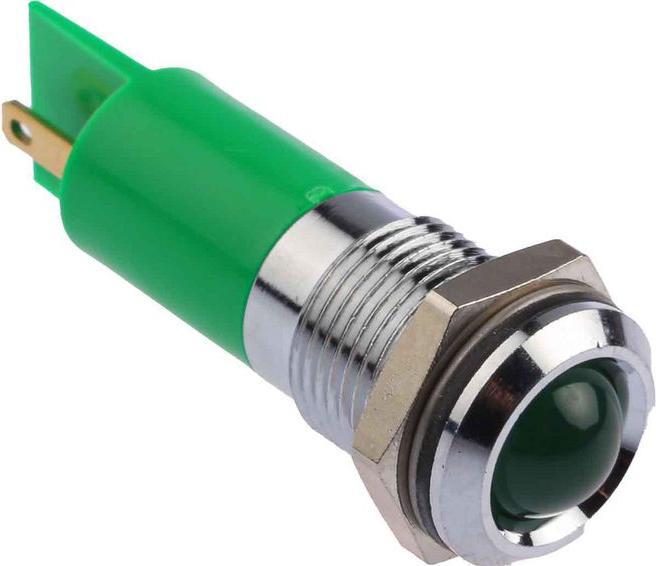 Produktbild RS PRO LED erhaben 14mm chrom 24-36Vdc grün