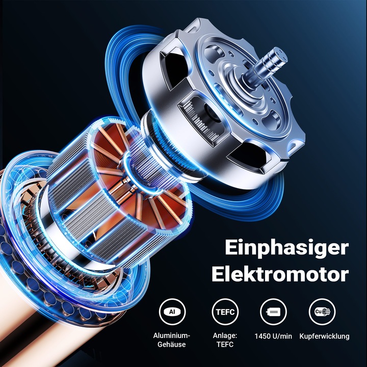 Image du produit Wiltec Elektromotor 1-phasig 4-polig Elektro Motor 1,1kW Einphasenmotor Motor