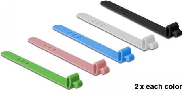 Actual product image Delock Silicone cable tie reusable 10 pieces assorted colors (Plastic cable ties, 80 mm, 10 pcs.)