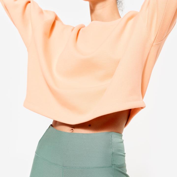 Produktbild Domyos Sweatshirt Crop Damen bequem dehnbar - pfirsich/orange (XXL)