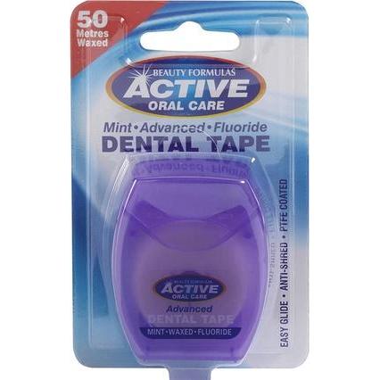 Beauty Formulas, Zahnseide, Active Oral Care - Dental Tape Waxed Mint Tape With Fluoride 50 Meters (50 m)