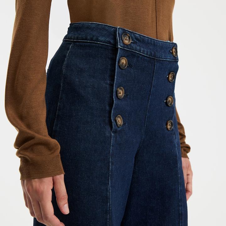 Actual product image La Redoute Collections Wide high-waist jeans with trouser flap (48)