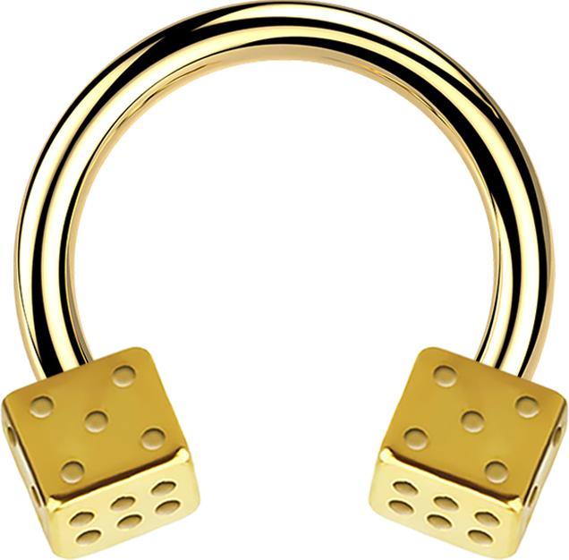 Actual product image Star Piercing Micro Circular Barbell gold-plated with two cubes (without brass, Surgical steel 316L)