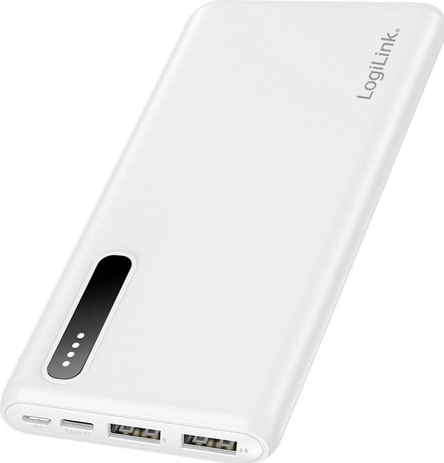Produktbild LogiLink Powerbank 8000 mAh, 2x USB-A, 2-in-1 Kabel, weiss (8000 mAh, 12 W, 29.60 Wh)