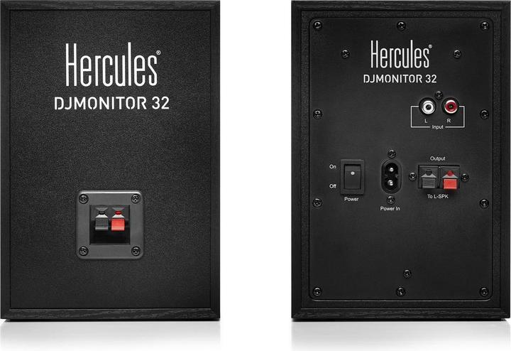 Actual product image Hercules DJMonitor 32 + HDP DJ45 – DJ-Lautsprecherset 2x15W + DJ-Kopfhörer – Schwarz (2x 15 W)