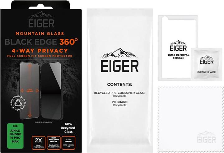 Actual product image Eiger Mountain Glass Black Edge 360 (1 pcs., Apple iPhone 16 Pro Max)