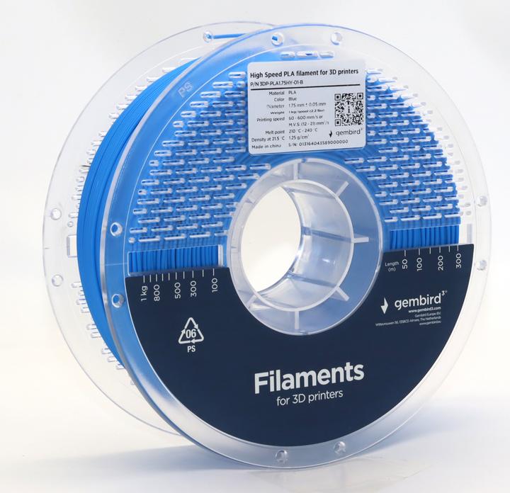 Actual product image Gembird High Speed PLA filament - Bl - 1.75mm - 1 kg (PLA, 1.75 mm, 1000 g, Blue)