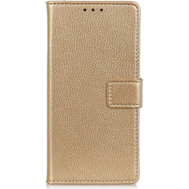 MU Classic Litchi Leder Bookcover II Series (Honor 20 Lite), Smartphone Hülle, Gold