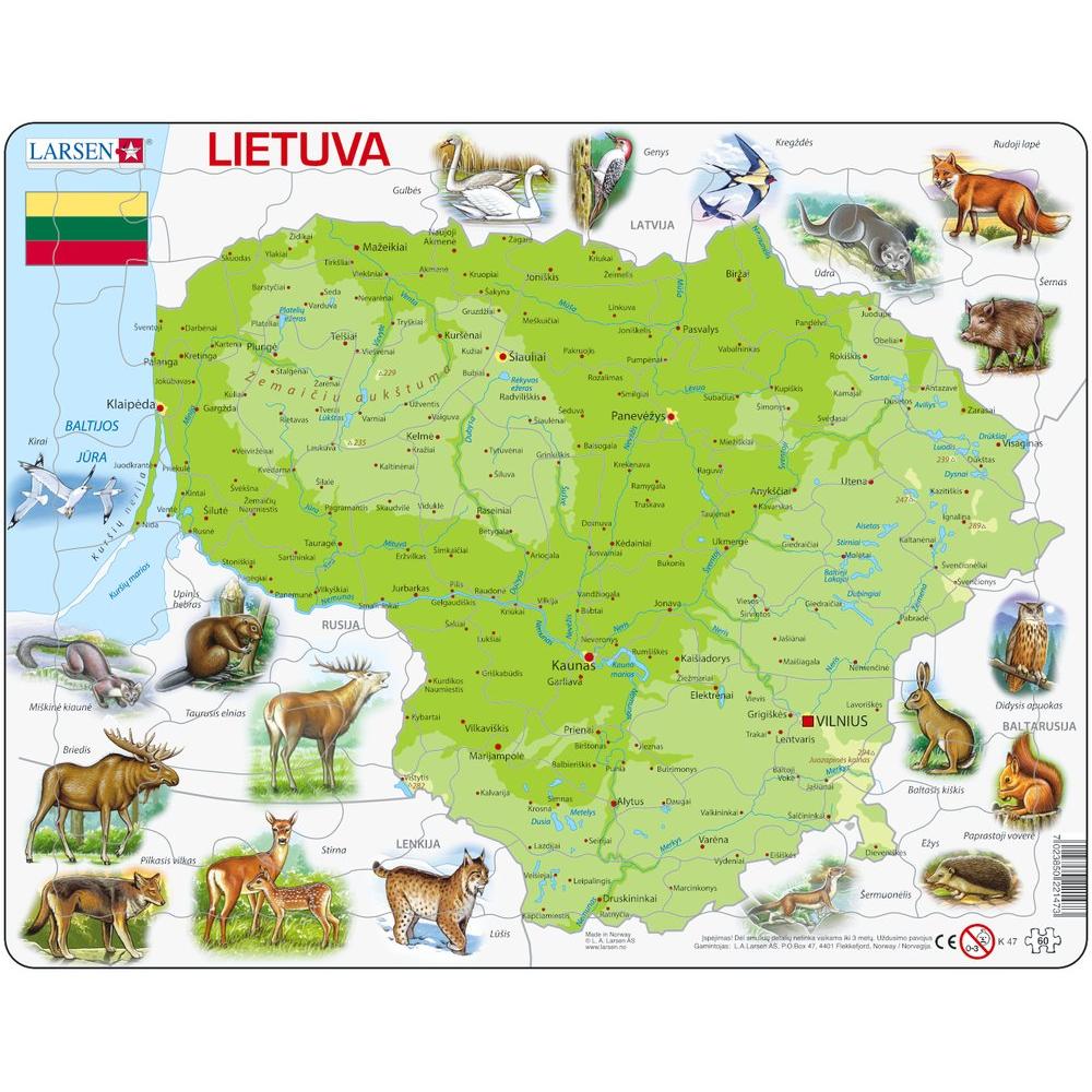 Larsen Puzzle - Litauen (physisch) (60 Teile)