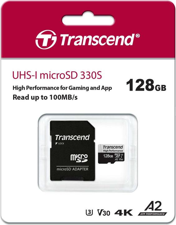 Produktbild Transcend microSDXC 330S 128GB Klasse 10 UHS-I U3 (128 GB, microSDXC, U3, UHS-I)