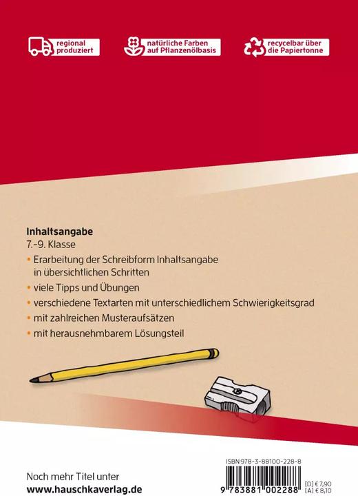 Produktbild Inhaltsangabe. Aufsatz 7.-9. Klasse (Deutsch, Gerhard Widmann, Martina Knapp, Rainer Thiele, 2021)