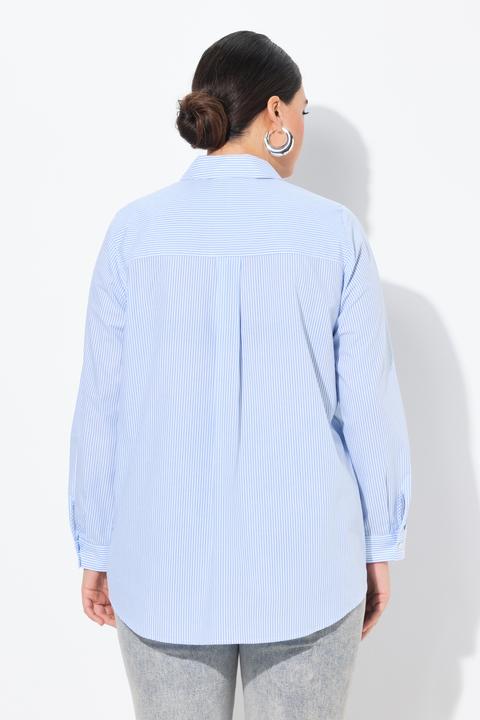 Immagine prodotto Ulla Popken Blusa a righe dal taglio svasato con SWEET, collo da camicia e maniche lunghe (54)