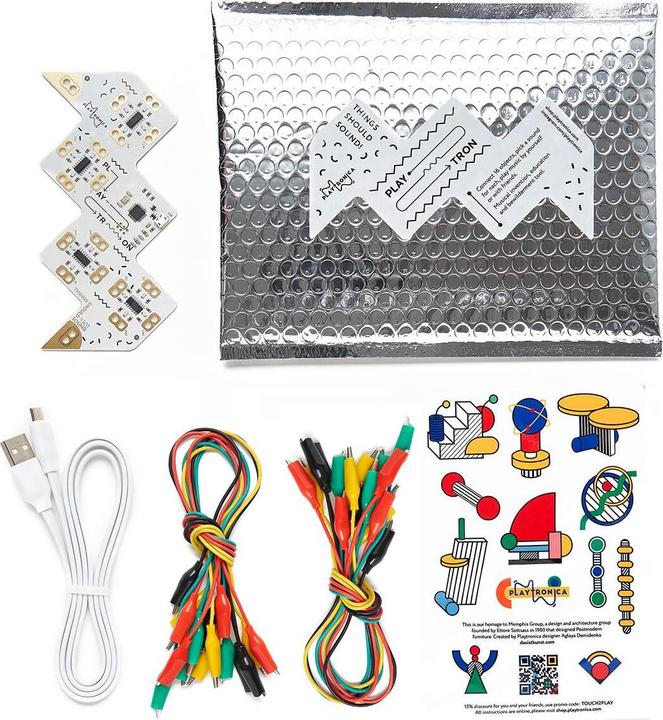 Actual product image Playtronica Touch-sensitive MIDI controller for 16 objects, USB-powered with crocodile clips and case (Controller)