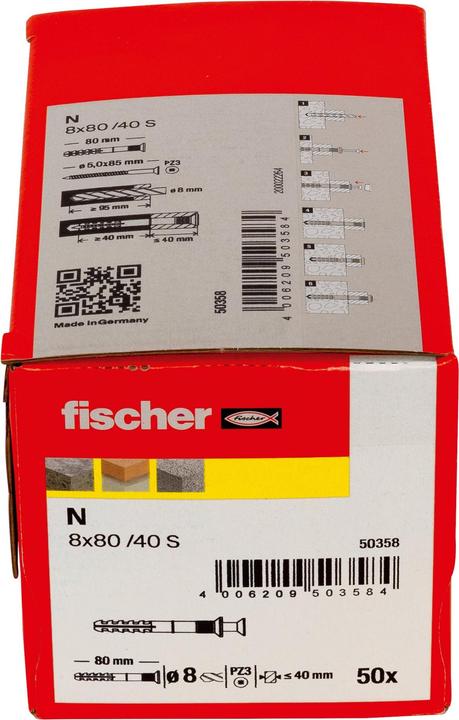 Actual product image Fischer Nail anchor N 8x80/40 S (50 pcs.)