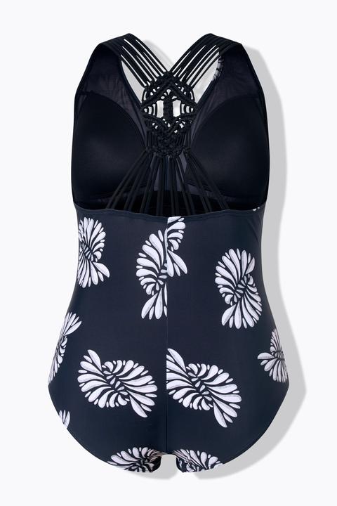 Produktbild Ulla Popken Badeanzug, Makramee-Einsatz, Softcups, recycelt (50)