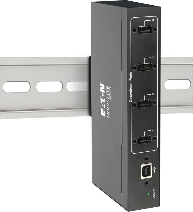 Actual product image Eaton 4-Port Industrial-Grade USB 2.0 Hub 15kV ESD Immunity Metal Housing Wall/DIN Mountab (USB-B, 4 ports)