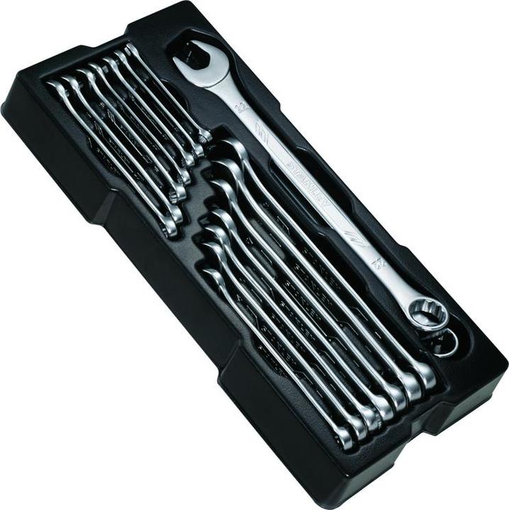 Stanley Transmodul System, Modul Ring-Maulschlüssel-Set (in den Grössen: 6 mm - 22 mm und 24 mm, mit (19 mm, 6 mm, 12 mm, 24 mm, 14 mm, 22 mm, 16 mm, 23 mm, 10  mm, 21 mm, 18 mm, 7 mm, 17 mm, 11 mm, 15 mm, 8 mm, 9 mm, 13 mm, 20 mm)
