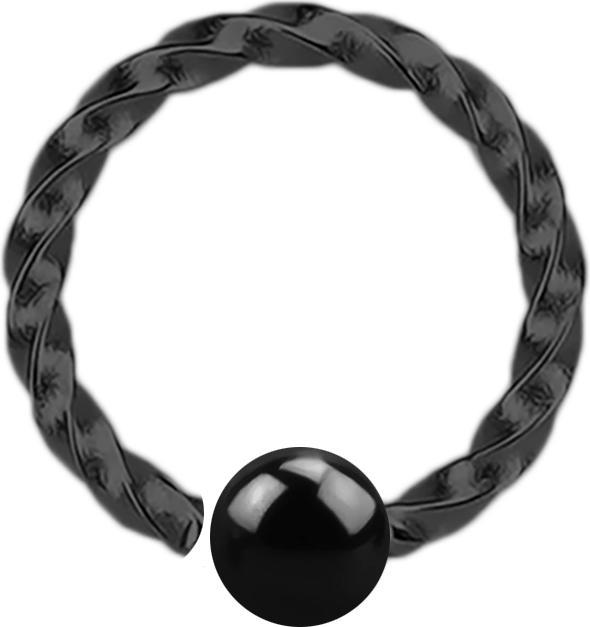 Actual product image Star Piercing Micro Closure Ring black with ball braided fixed on one side (without brass, Surgical steel 316L)