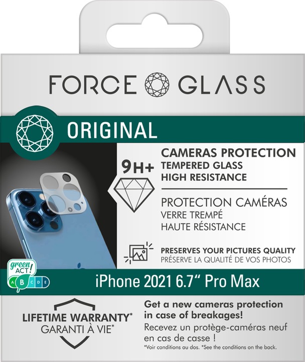 Actual product image Bigben Connected Rear camera film, camera glass, 9H+ hardness (1 Piece, Apple iPhone 13 Pro Max)