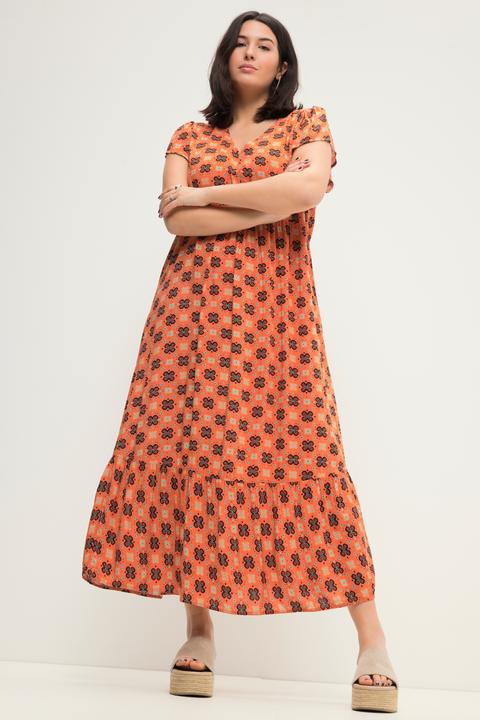 Immagine prodotto Studio Untold Abito maxi dal taglio svasato con stampa allover, scollo a V e mezze maniche ad aletta (50, 52)