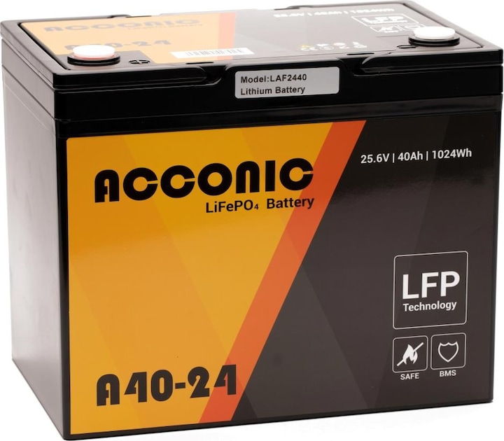Produktbild Acconic A40 LiFePO4 Lithium Versorgungsbatterie 24V (24 V, 40 Ah)