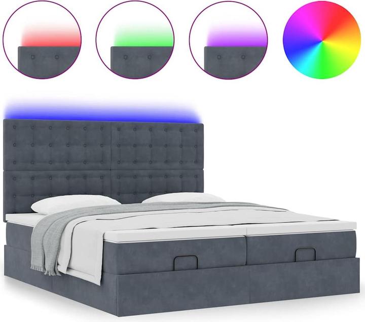 Image du produit vidaXL Ottoman-lit avec matelas bleu foncé 180x200 cm velours (180 x 200 cm)