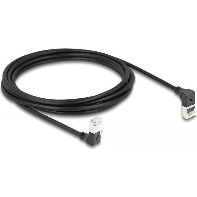 Delock RJ45 Netzwerkkabel Cat.6A S/FTP Slim 90° oben / unten (S/FTP, CAT6a, 3 m), Netzwerkkabel