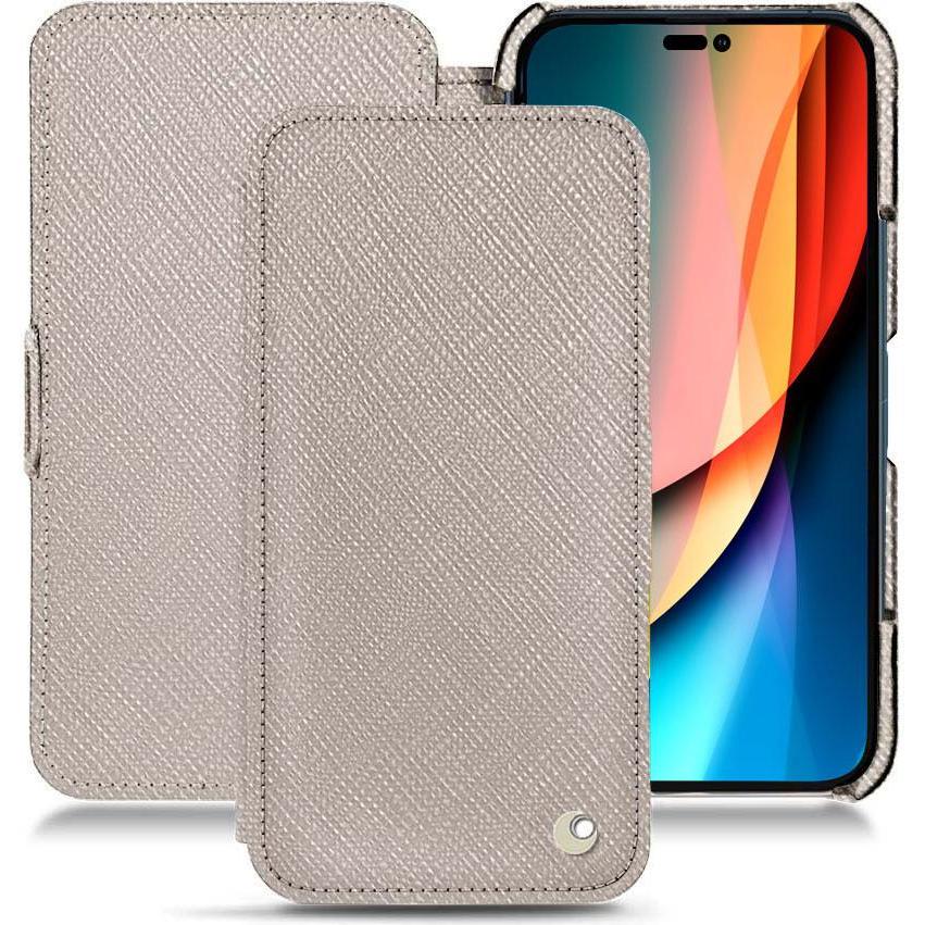 Noreve Lederschutzhülle horizontal (Apple iPhone 14 Pro), Smartphone Hülle, Beige